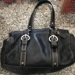 Black leather coach purse